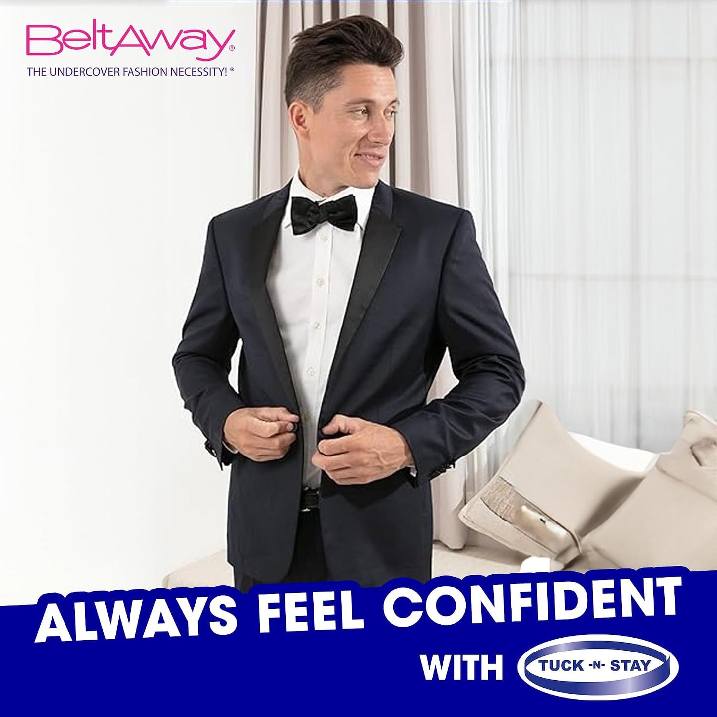 HOTBELTAWAY Tuck N Stay Shirt Stays for Men, Designed to Keep Shirt Tucked All Day, Extra Gripping Elastic Belt, Durable & Discreet, Perfect for Work & Casual Wear, One Size, Designed in USA