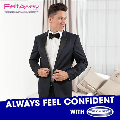 HOTBELTAWAY Tuck N Stay Shirt Stays for Men, Designed to Keep Shirt Tucked All Day, Extra Gripping Elastic Belt, Durable & Discreet, Perfect for Work & Casual Wear, One Size, Designed in USA