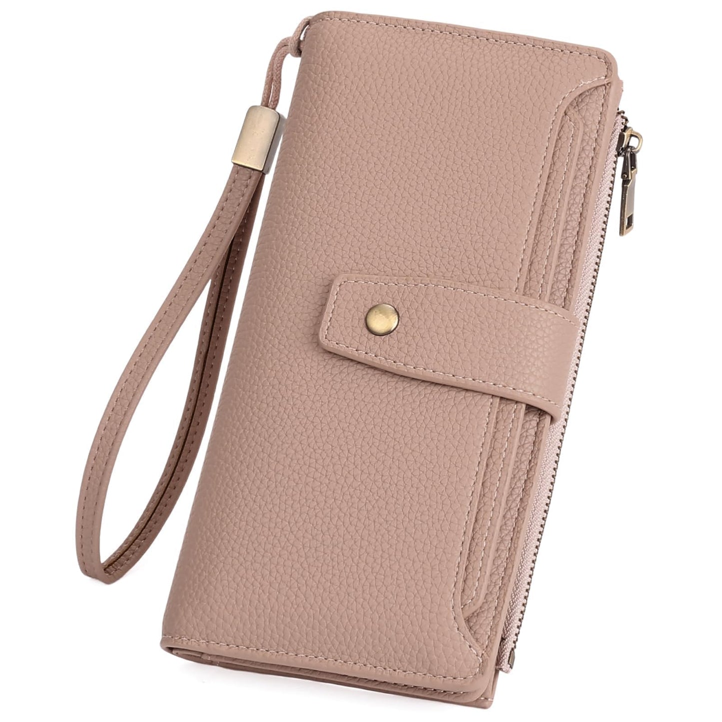 HOTGAEKEAO Womens Wallet RFID Blocking Large Capacity Vegan Leather Card Holder Wristlet Clutch with 32 Card Slots 4 ID Windows