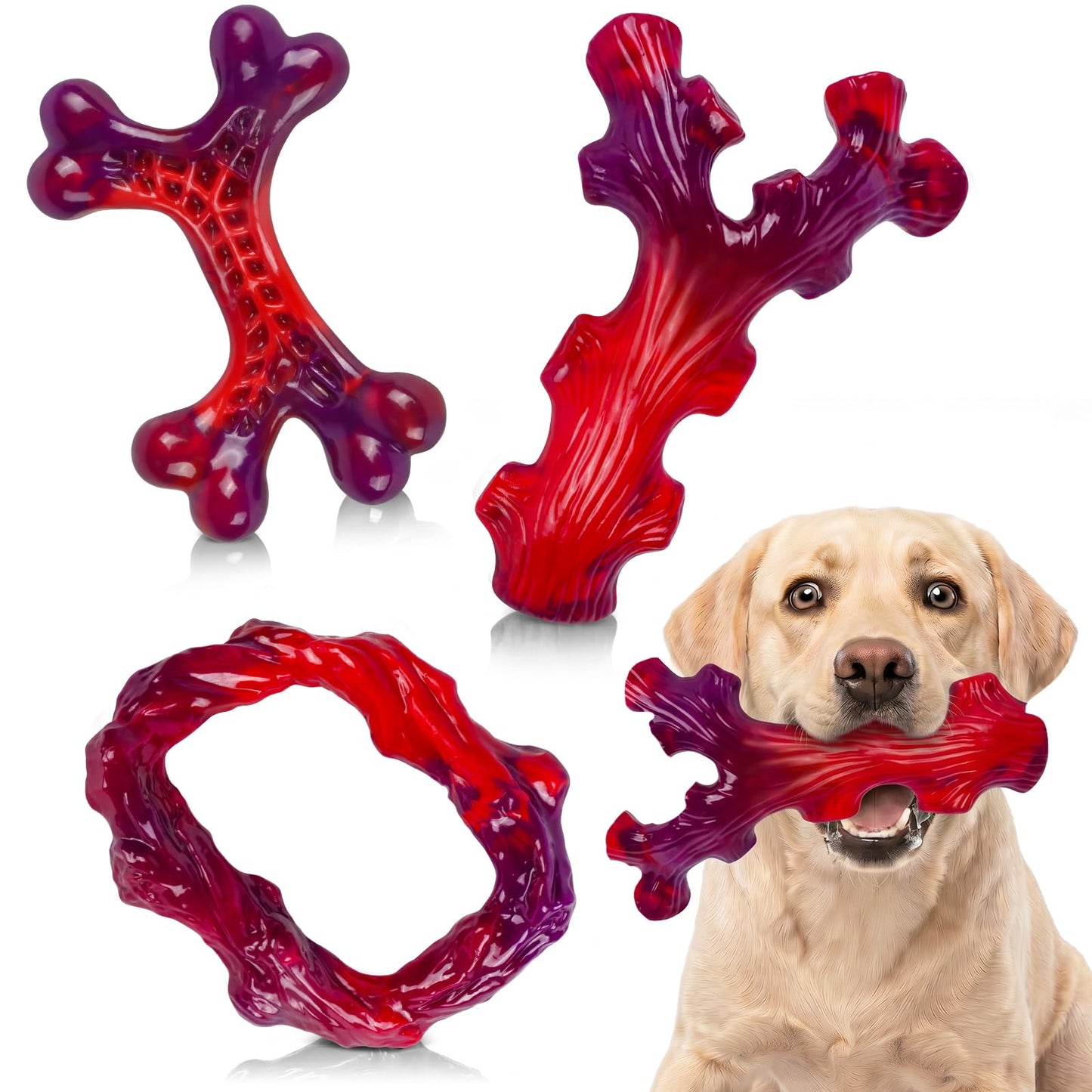 HOTFrienhund Tough Dog Toys for Aggressive Chewers 3 Pack, Indestructible Dog Toys for Large Dogs, Dog Chew Toys, Aggressive Chew Toys to Keep Them Busy, Dog Toy for 30-75lbs Medium/Large Breeds