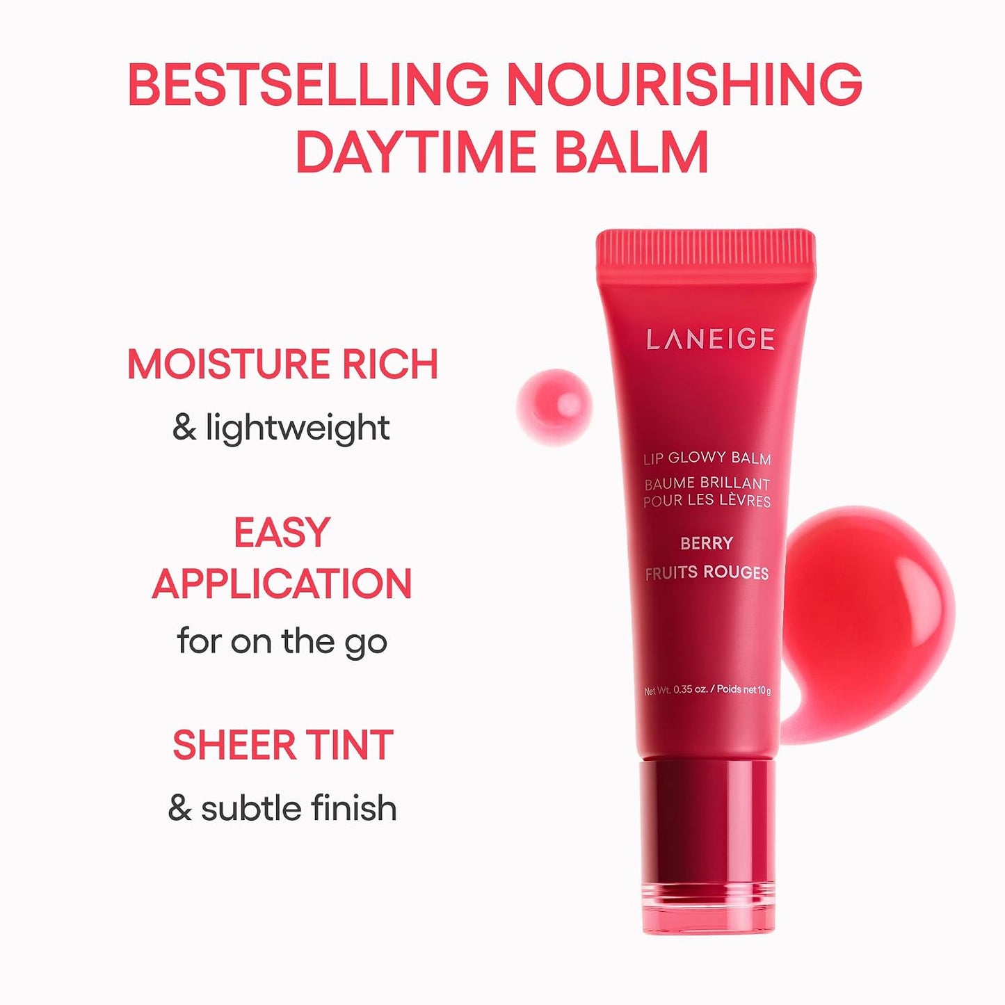 HOTLANEIGE Lip Glowy Balm: Sheer Tinted Lip Moisturizer with Shea Butter, for Hydrating Shine & Soft Lips