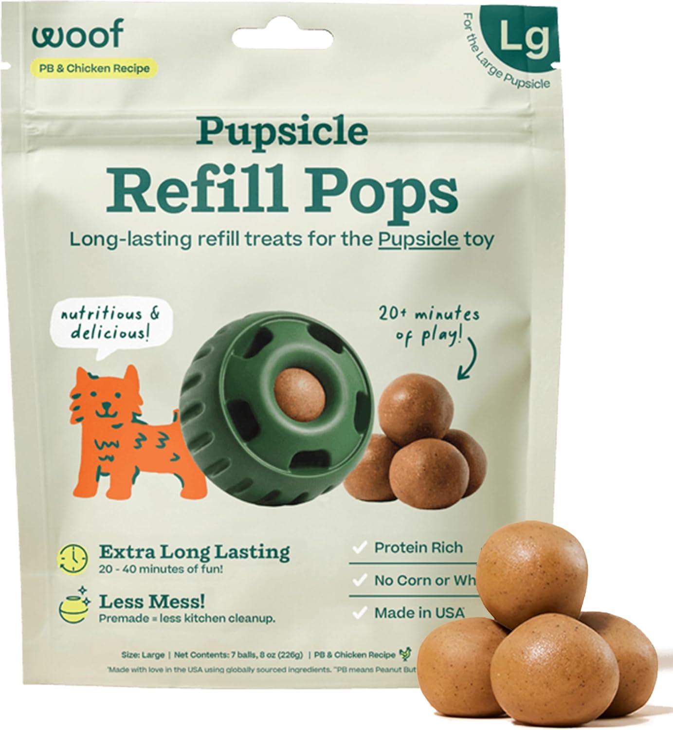 HOTWOOF Pupsicle Chicken Refill Pops, Delicious Long Lasting Dog Treats, Wholesome Ingredients, Pre-Made Large Pupsicle Refills Pops- For Dogs 25 - 75 lbs - 7 count