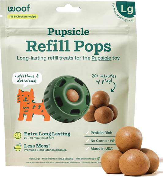 HOTWOOF Pupsicle Chicken Refill Pops, Delicious Long Lasting Dog Treats, Wholesome Ingredients, Pre-Made Large Pupsicle Refills Pops- For Dogs 25 - 75 lbs - 7 count