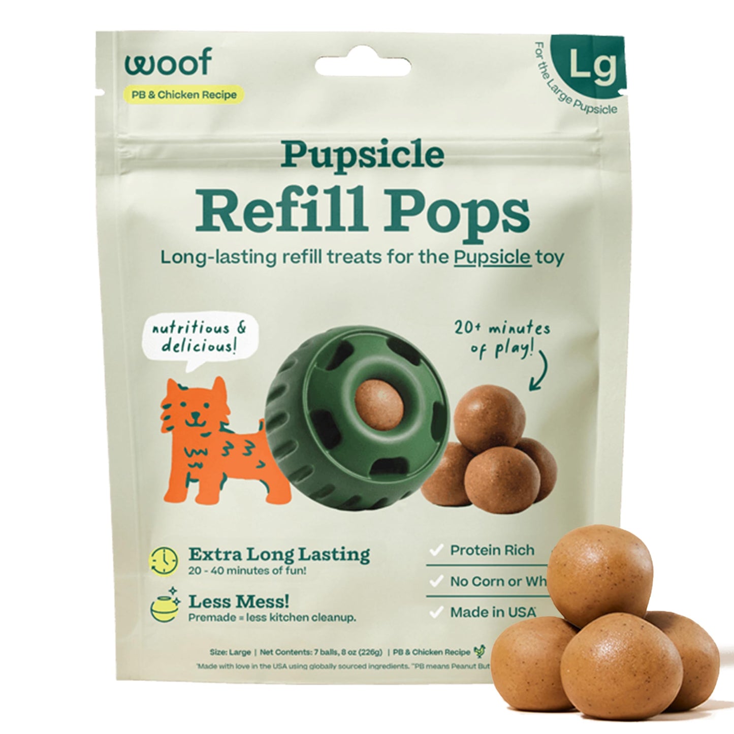 HOTWOOF Pupsicle Chicken Refill Pops, Delicious Long Lasting Dog Treats, Wholesome Ingredients, Pre-Made Large Pupsicle Refills Pops- For Dogs 25 - 75 lbs - 7 count