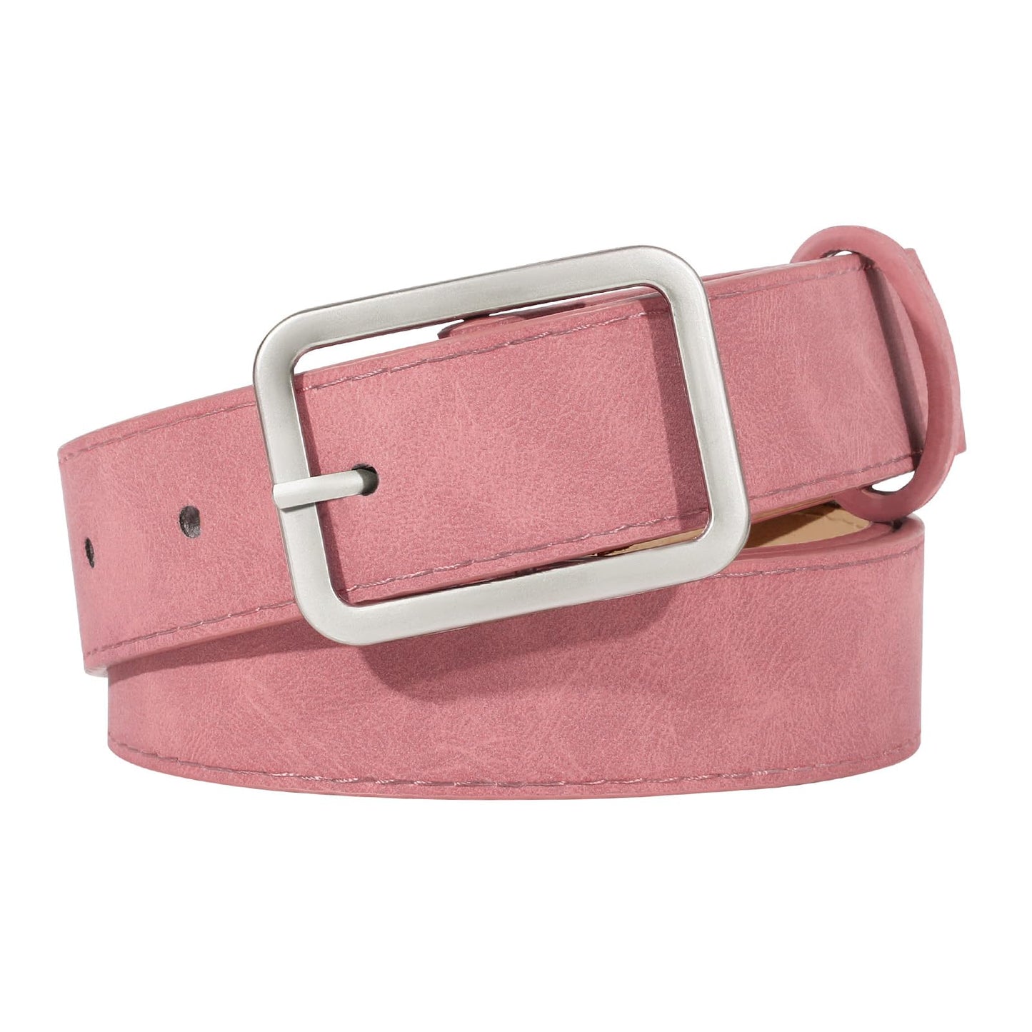 HOTXZQTIVE Women Suede Belts for Women Fashion Leather Belts With Silver Buckle Ladies Waist Belt For Jean Pant Dress