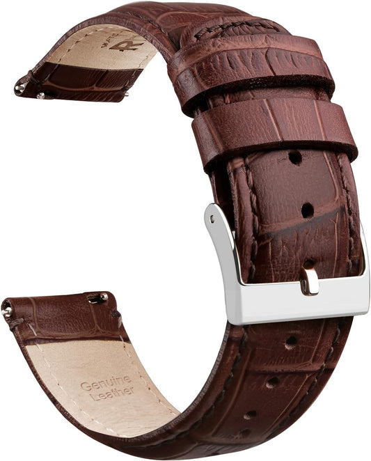 HOTRitche Christmas Gift Quick Release Leather Watch Bands Genuine Leather Watch Strap for Samsung Galaxy Watch 6 Band Classic 43mm 47mm 40mm 44mm 18mm, 20mm or 22mm for Men and Women, White Elephant Gifts, Stocking Stuffers for Men
