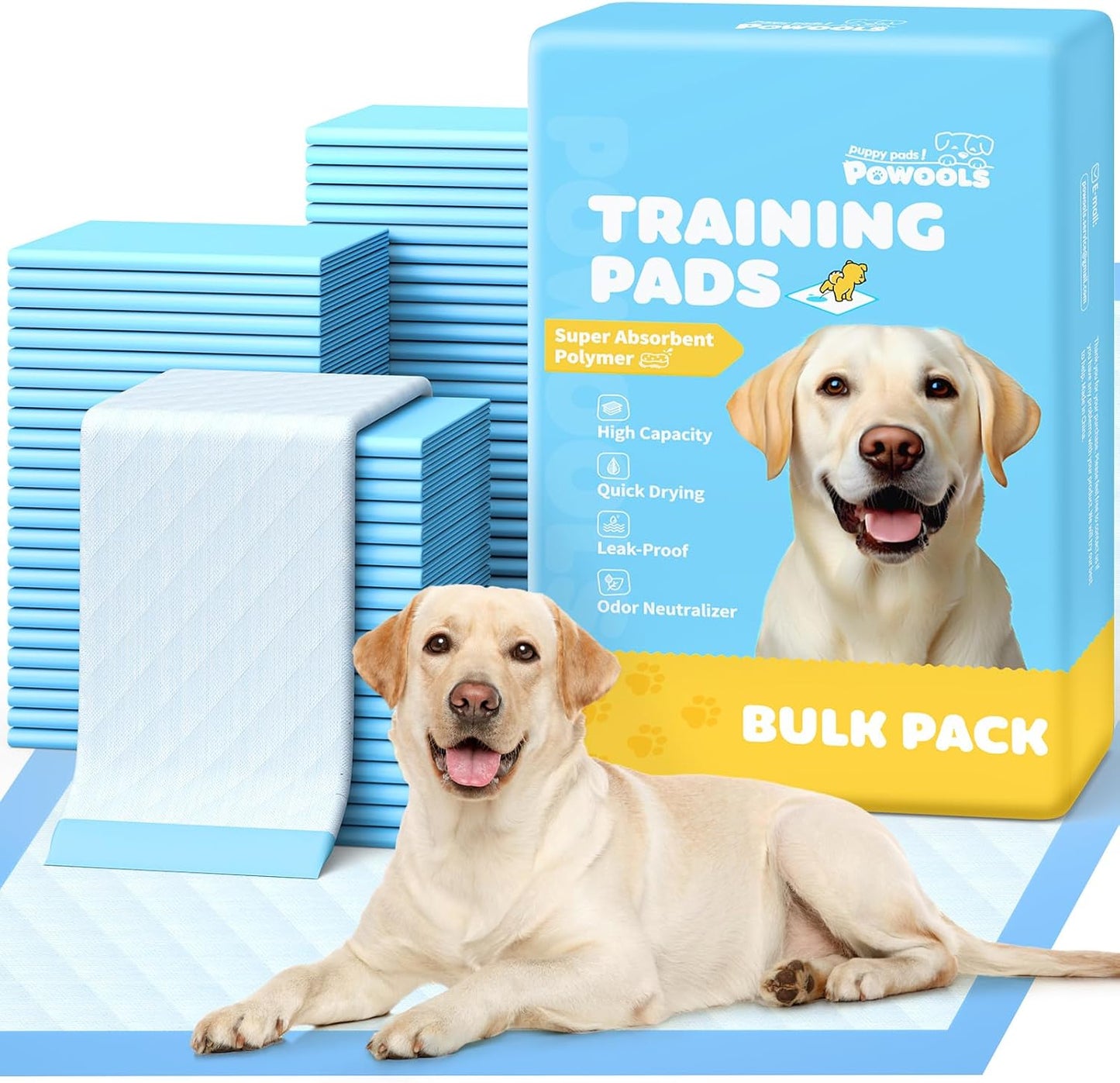 HOTPowools 100-Pack X-Large Puppy Pads - 34'' x 28'' Pee Pads for Dogs Potty Training with Leak-Proof Quick-Dry Design, 6-Layer Wee Wee Pads for Dogs, Blue