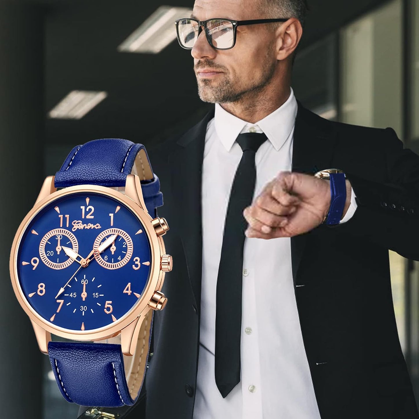 HOT6 Pack Men's Leather Quartz Watch Geneva Casual Dress Wrist Band Watches Wholesale Lots Set