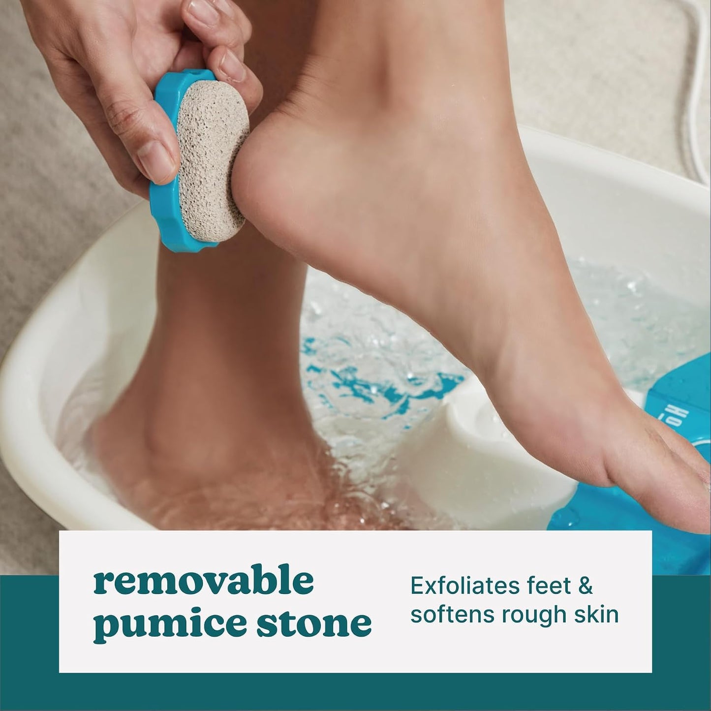 HOTHomedics Bubble Mate Foot Spa, Toe Touch Controlled Foot Bath with Invigorating Bubbles and Splash Proof, Raised Massage Nodes and Removable Pumice Stone