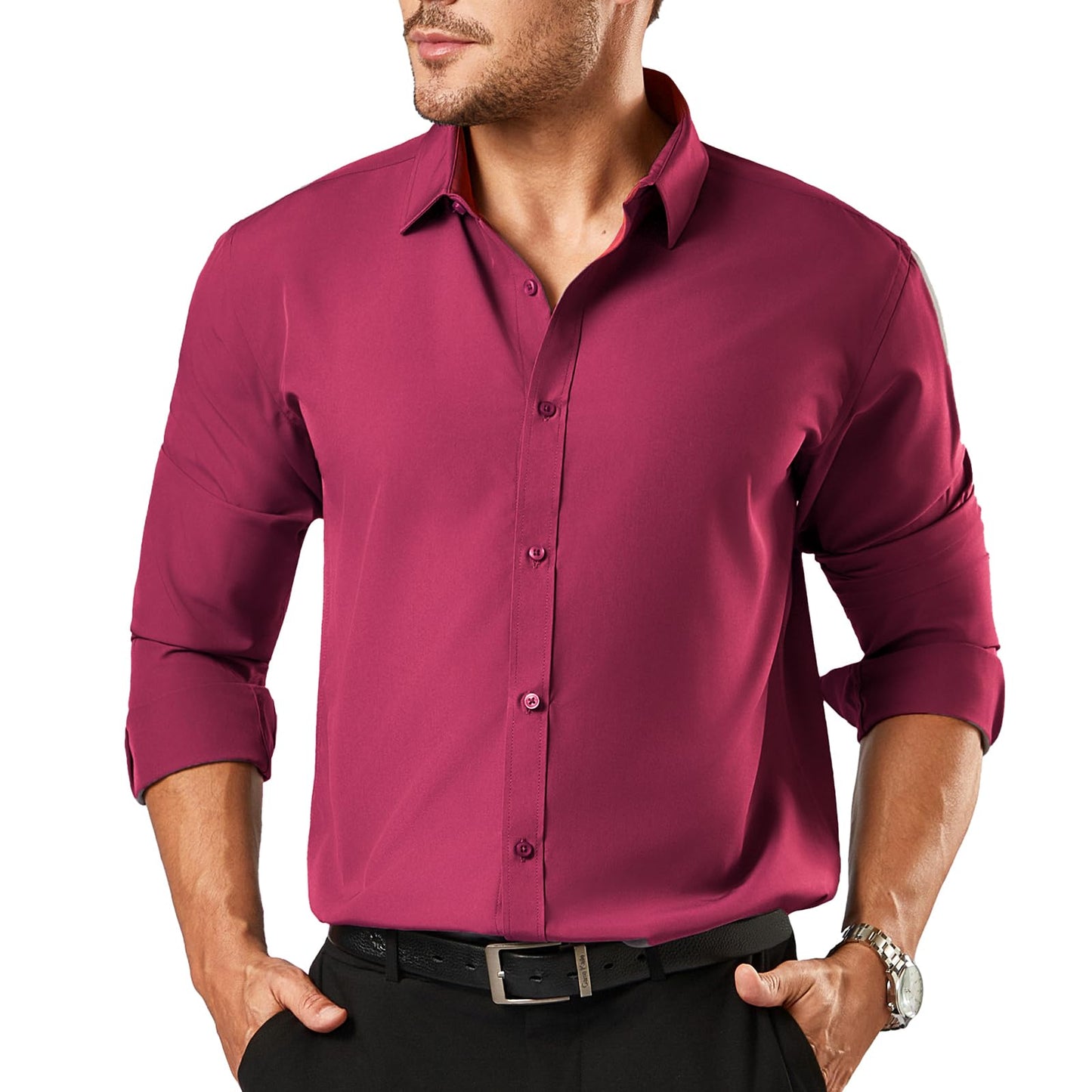 HOTDress Shirts for Men Big and Tall(XL Big-6XL Big Tall) Button Down Long Sleeve Business Casual Collared Shirt