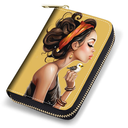 HOTCredit Card Holder Wallets for Women, RFID Blocking Small Leather Card Case Wallet with Zipper Accordion Wallets, Floral Quote Bible Verse Psalm 46:10