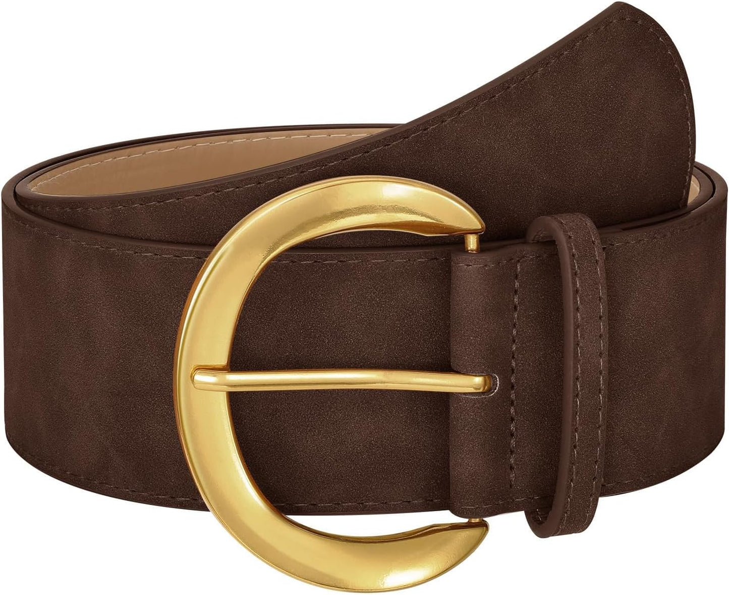 HOTWHIPPY Women’s Wide Leather Belt for Dresses Fashion Casual Laides Thick Suede Belt with Gold Buckle
