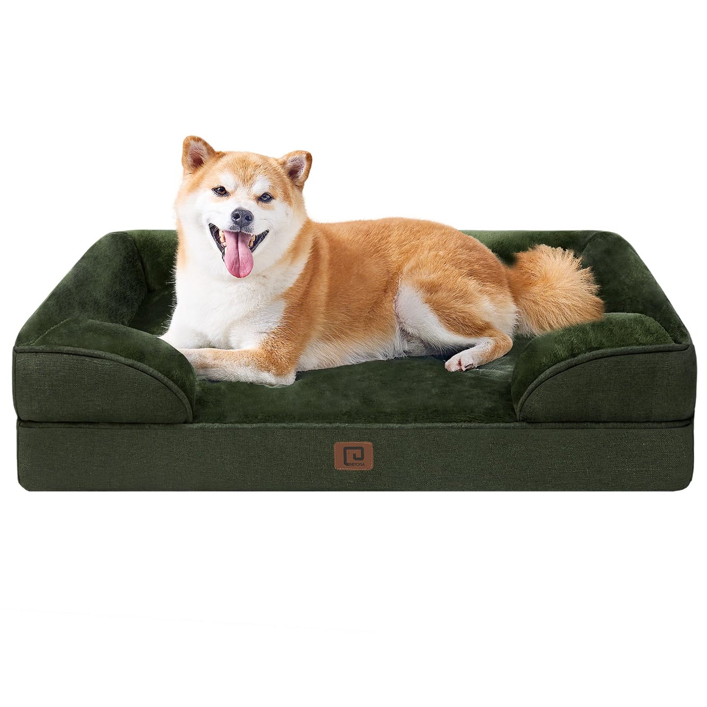 HOTEHEYCIGA Orthopedic Dog Beds for Extra Large Dogs 44x32Inch, Polyurethane Foam XL Pet Bed with Sides, Non-Slip and Egg-Crate Foam Big Dog Couch Bed with Washable Removable Cover, Grey