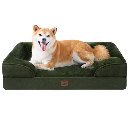 HOTEHEYCIGA Orthopedic Dog Beds for Extra Large Dogs 44x32Inch, Polyurethane Foam XL Pet Bed with Sides, Non-Slip and Egg-Crate Foam Big Dog Couch Bed with Washable Removable Cover, Grey