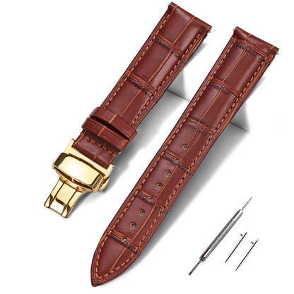 HOTEACHE Croco Design Leather Watch Bands for Men Women,Quick Release Strap with Butterfly Deployment Buckle 18mm 19mm 20mm 21mm 22mm 23mm 24mm