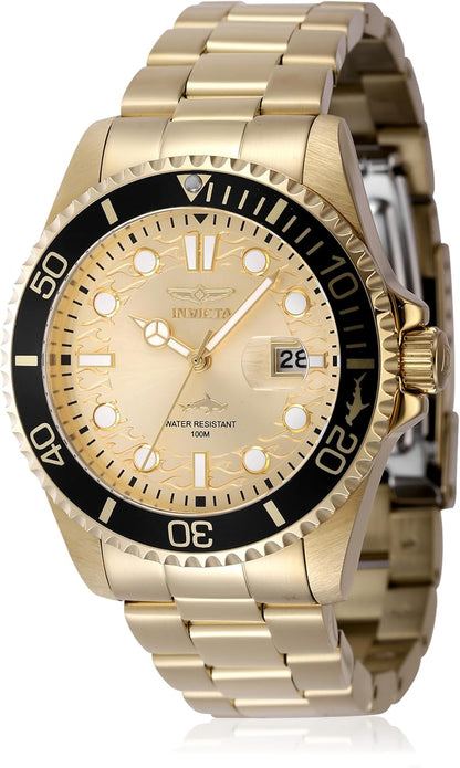 HOTInvicta Pro Diver Men 43mm Stainless Steel Gold Gold dial PC32 Quartz