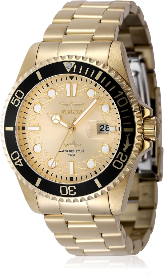 HOTInvicta Pro Diver Men 43mm Stainless Steel Gold Gold dial PC32 Quartz