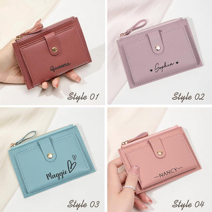 HOTPersonalized Wallets for Women Girls with Card Holder Custom Ladies Wallet with Name PU Leather Minimalist Wallets Women Card Holder Birthday Christmas Gifts for Mom Girlfriend Daughter Sister