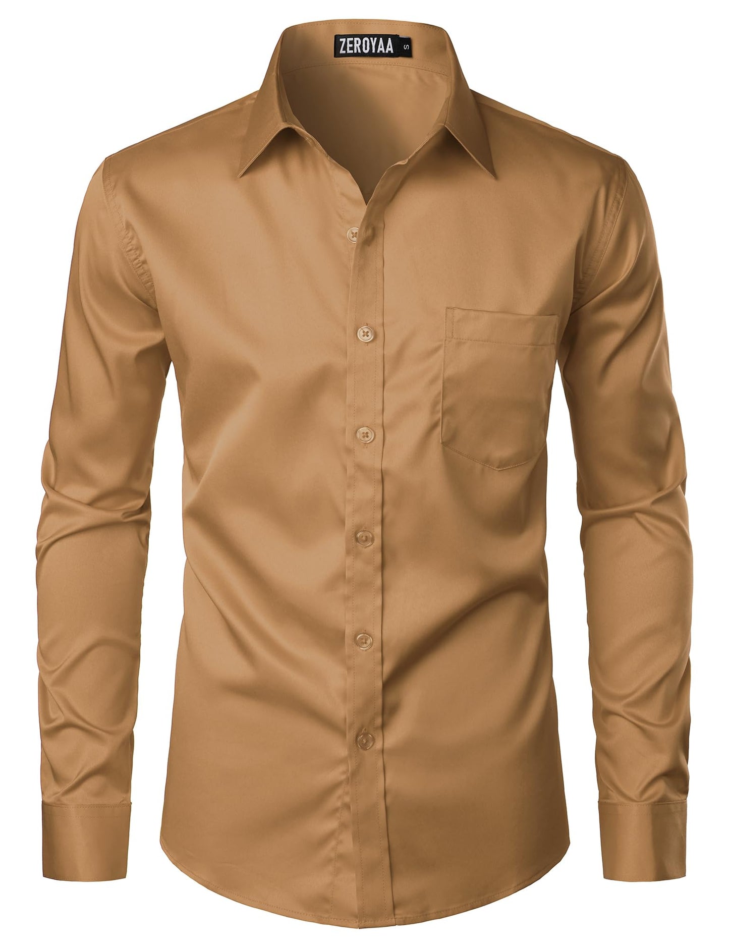 HOTZEROYAA Men's Urban Stylish Casual Business Slim Fit Long Sleeve Button Up Dress Shirt with Pocket