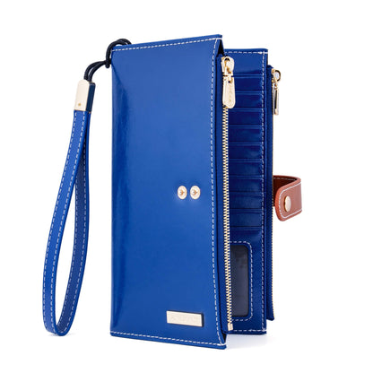 HOTANDOILT Women's Genuine Leather Wallet RFID Blocking Credit Card Holder Zipper Purse Cell Phone Handbag