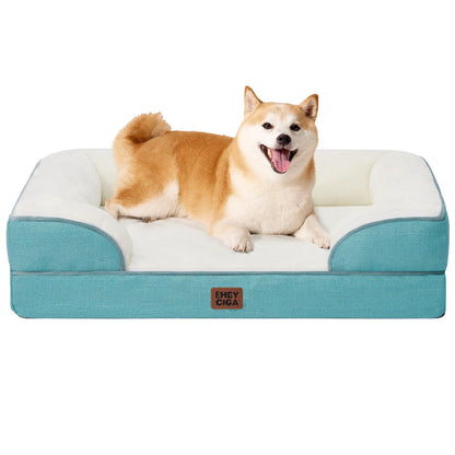 HOTEHEYCIGA Orthopedic Dog Beds for Extra Large Dogs 44x32Inch, Polyurethane Foam XL Pet Bed with Sides, Non-Slip and Egg-Crate Foam Big Dog Couch Bed with Washable Removable Cover, Grey