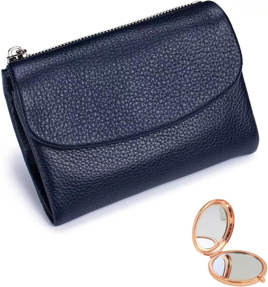 HOTUnisex Pebble Leather Wallet, Multicolor Genuine Leather Short Wallets for Women & Men, Small Full Grain Coin Purse with Credit Card Holder for Coins and Cards (#12)