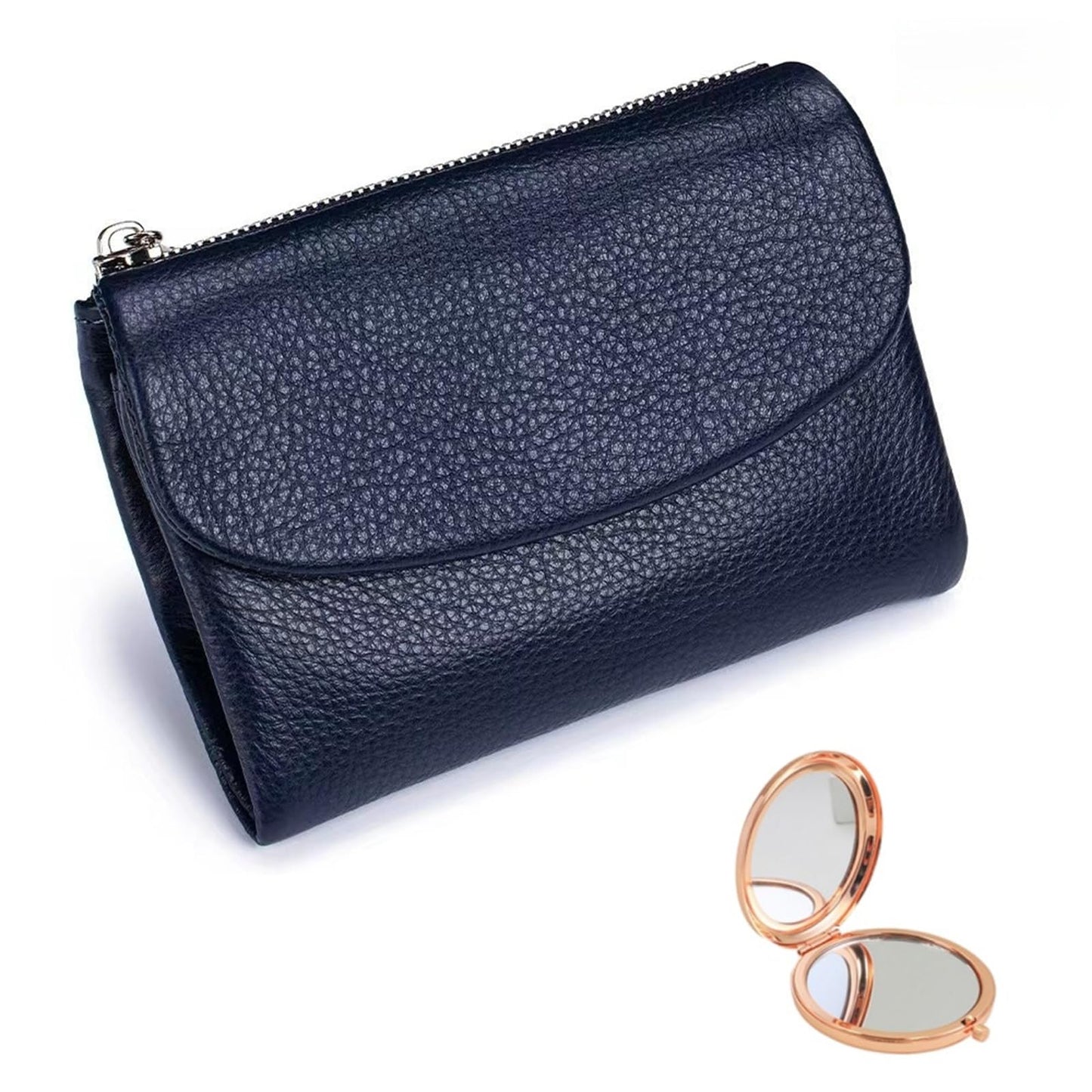 HOTUnisex Pebble Leather Wallet, Multicolor Genuine Leather Short Wallets for Women & Men, Small Full Grain Coin Purse with Credit Card Holder for Coins and Cards (#12)