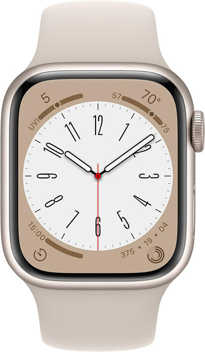 HOTApple Watch Series 8 (GPS, 41MM) - Starlight Aluminum Case with Starlight Sport Band M/L (Renewed Premium)