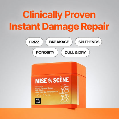 HOTMise En Scene Argan Oil Repair Hair Masks - Protein Hair Mask Argan Capsule for Damaged Hair | Deep Conditioning for Dry Hair | For Split Ends | Damaged & Frizzy | Anti Humidity 6.34 Fl. Oz.