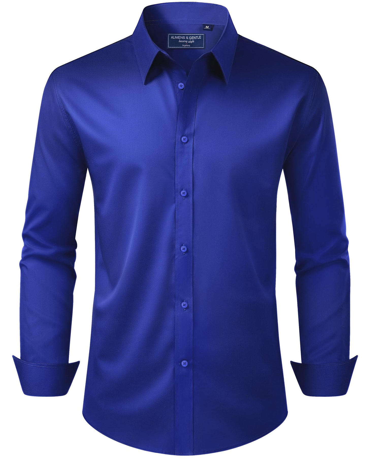 HOTAlimens & Gentle Men's Dress Shirt Regular Fit Stretch Stain Shield Long Sleeve Solid Business Wedding Button Down Shirts