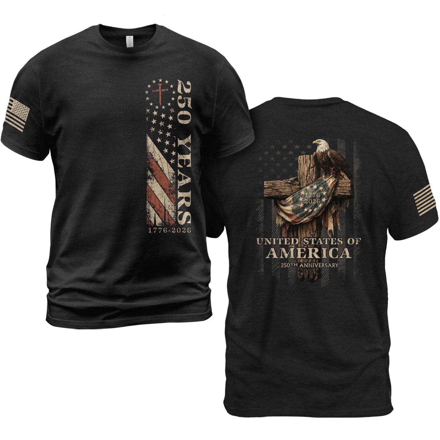 HOT250 Anniversary USA Shirt, Christian Shirts for Men | Celebrate your faith and American pride with our unique collection of cross-themed apparel and 250th anniversary shirts
