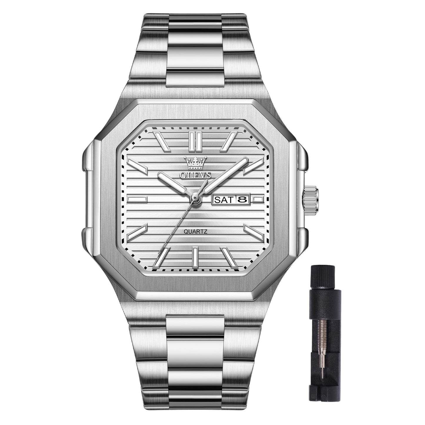 HOTOLEVS Men Multifunction Watch, Multi Dial Waterproof Luminous Chronograph Men's Watch with Date Gift for Men,Stainless Steel Watches for Men,Classic Men Wrist Watch
