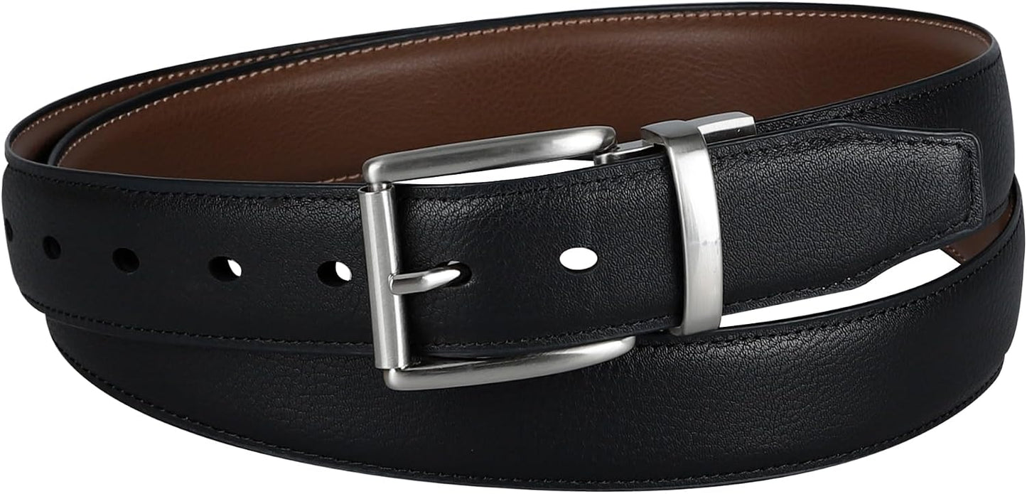 HOTDOCKERS Men's Two-in-one Reversible Rotative Buckle Everyday Casual Dress Belt (Regular and Big & Tall Sizing)