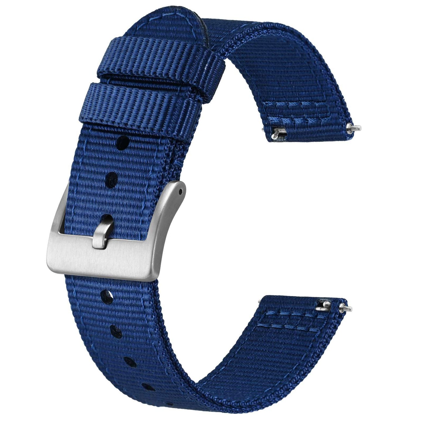 HOTBISONSTRAP Men’s Nylon Watch Bands, Two-Piece Military Watch Straps, Quick Release, Brushed Buckle, Band Width 18mm 19mm 20mm 22mm