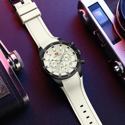 HOTMINI Focus Men Watches Unique Casual Wristwatch (Chronograph/Waterproof/Luminous/Calendar/24 Hours) Silicon Band Fashion Watches for Men
