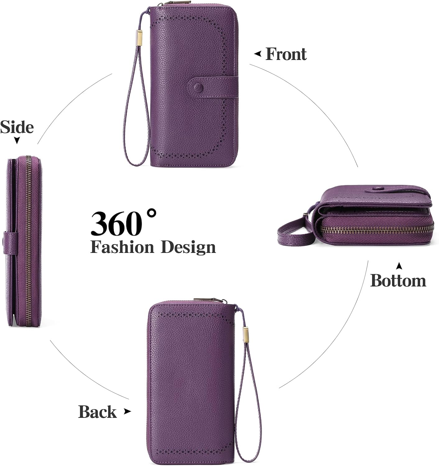 HOTGAEKEAO Leather Credit Card Holder Wallet for Women RFID Blocking Large Capacity Bifold Zipper Card Case Organizer with Wristlet 45 Slots