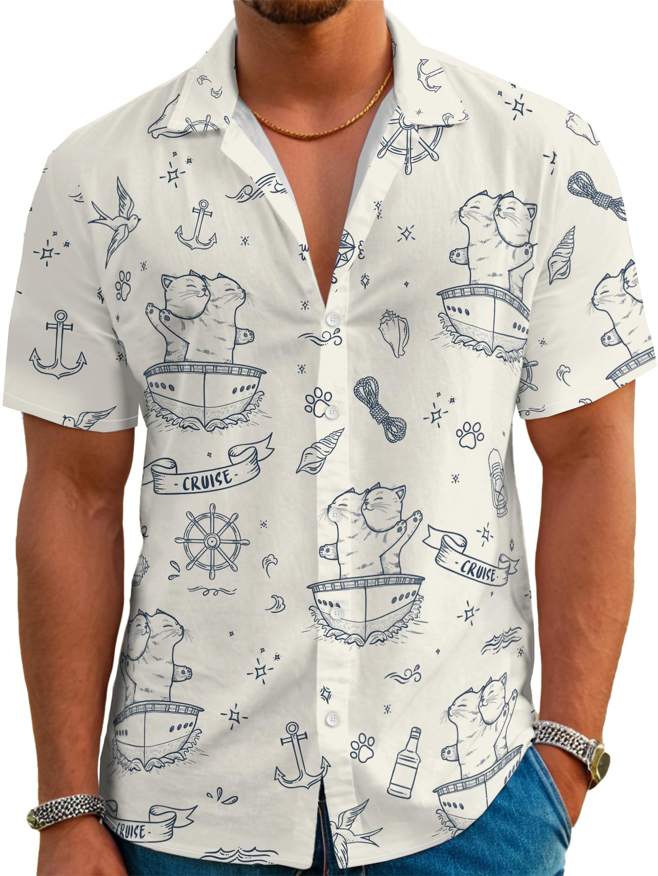 HOTDFZ Funny Hawaiian Shirts for Men Summer Beach Short Sleeve Button Down Shirt Theme Party Shirt