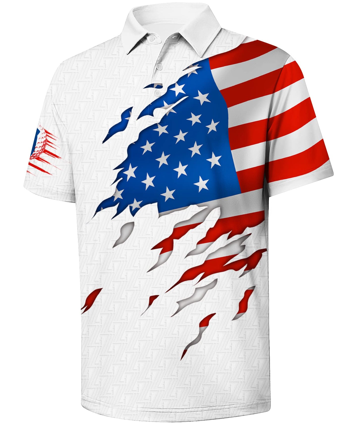 HOTV VALANCH Mens American Falg Polo Shirts Short Sleeve Performance Patriotic Shirt Funny Golf Shirt