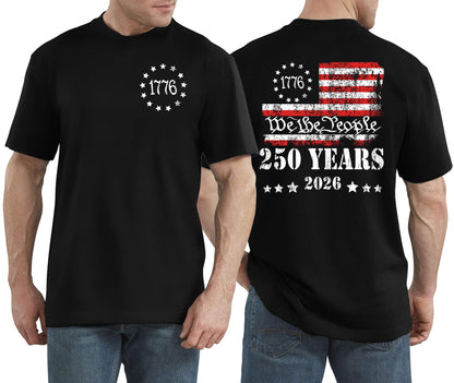HOT250th Anniversary USA Shirts for Men American Flag T-Shirt 4th of July Shirt 250 Years Birthday Patriotic Tops