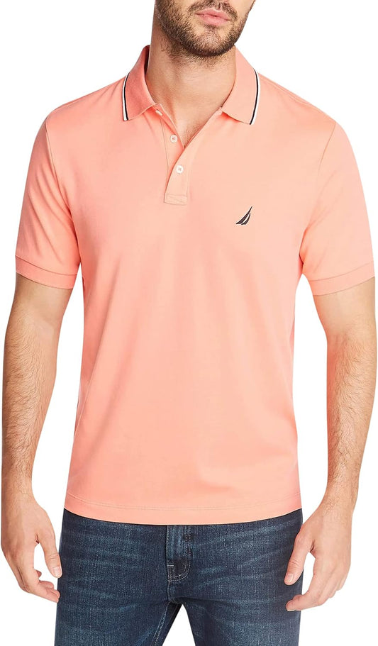HOTNautica Men's Classic Fit Short Sleeve Dual Tipped Collar Polo Shirt