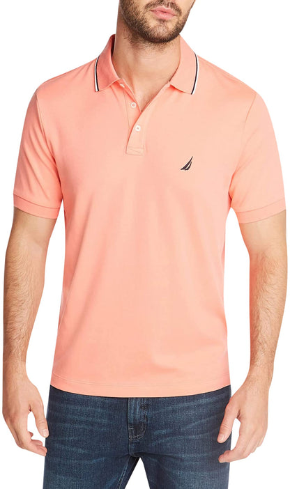 HOTNautica Men's Classic Fit Short Sleeve Dual Tipped Collar Polo Shirt