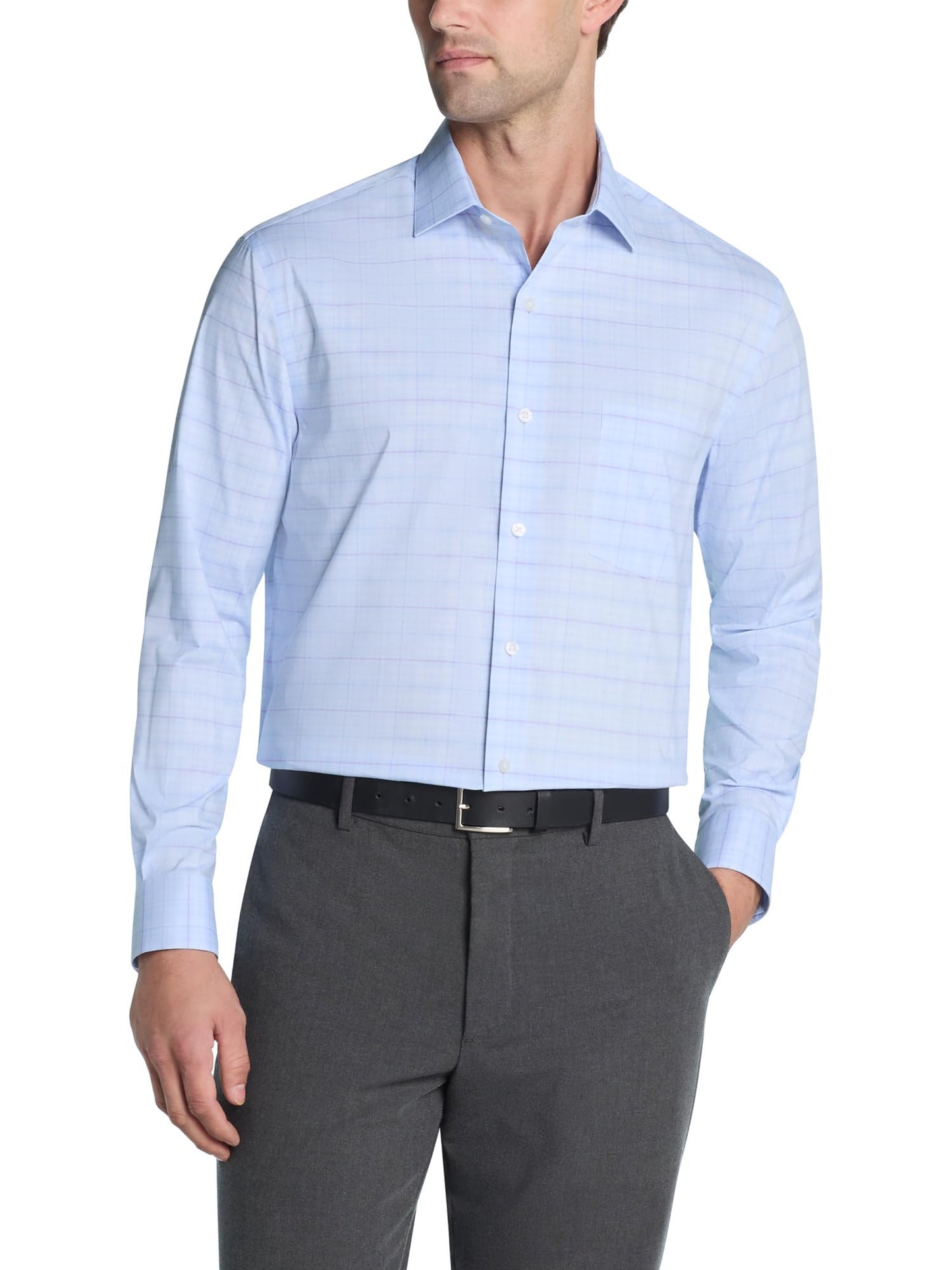 HOTVan Heusen Men's Dress Shirt Regular Fit Ultra Wrinkle Free Flex Collar Stretch Solid