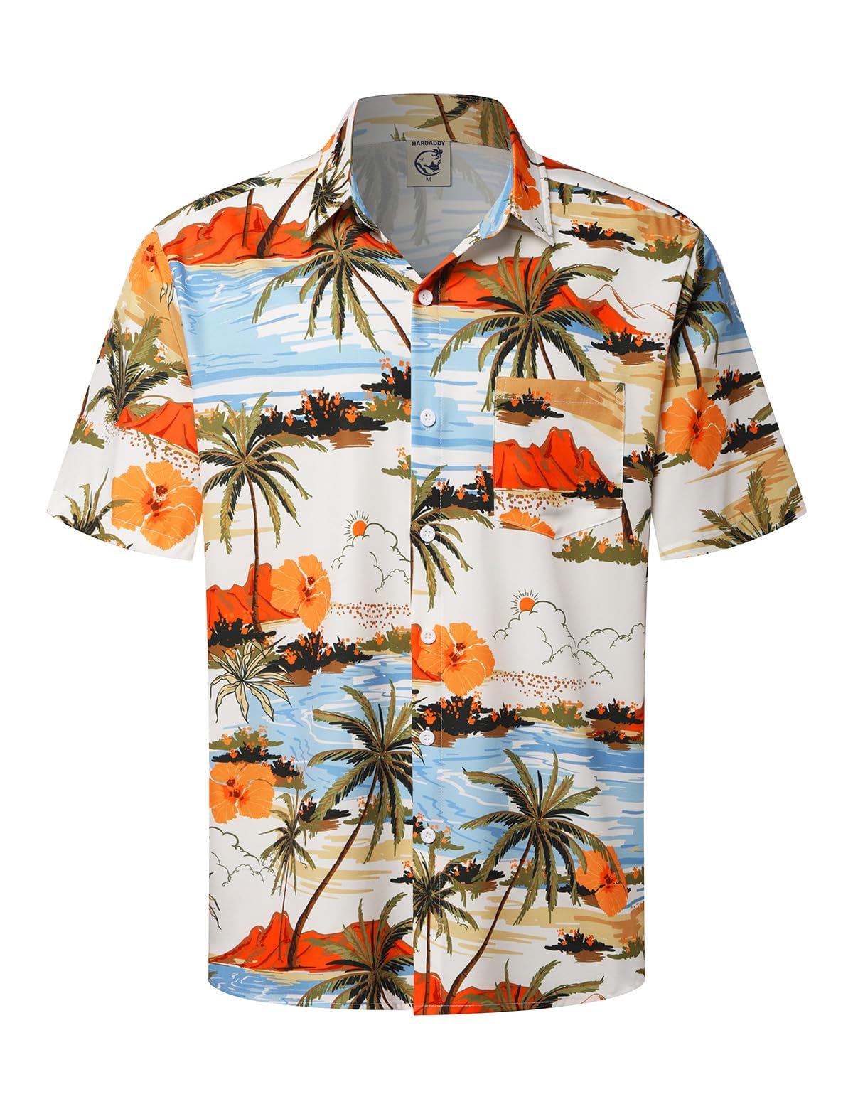 HOTHardaddy Men's Hawaiian Shirt Short Sleeves Coconut Printed Button Down Summer Beach Casual Shirts