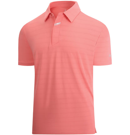 HOTEsabel.C Jacquard Golf Shirts for Men Dry Fit Short Sleeve Collared Polo | Moisture Wicking, Athletic Fit, 4-Way Stretch for Comfort, Wrinkle Free, Lightweight, Ideal for Golf, Casual & Work Wear