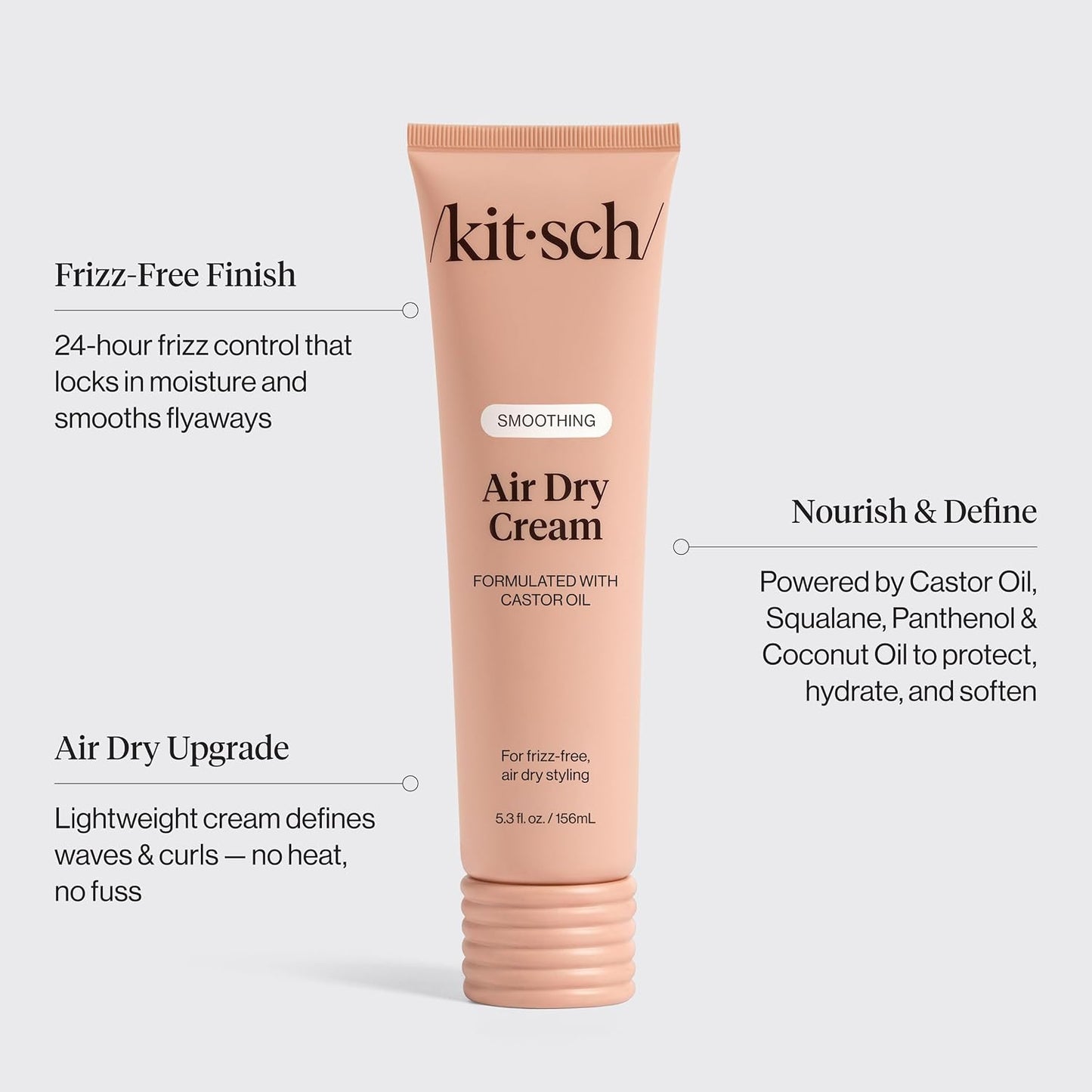 HOTKitsch Smoothing Air Dry Cream for Hair – Frizz Control Hair Care Product with Castor Oil & Coconut Oil– Weightless Styling Cream- Enhances Natural Texture Appearance – 5.3 oz