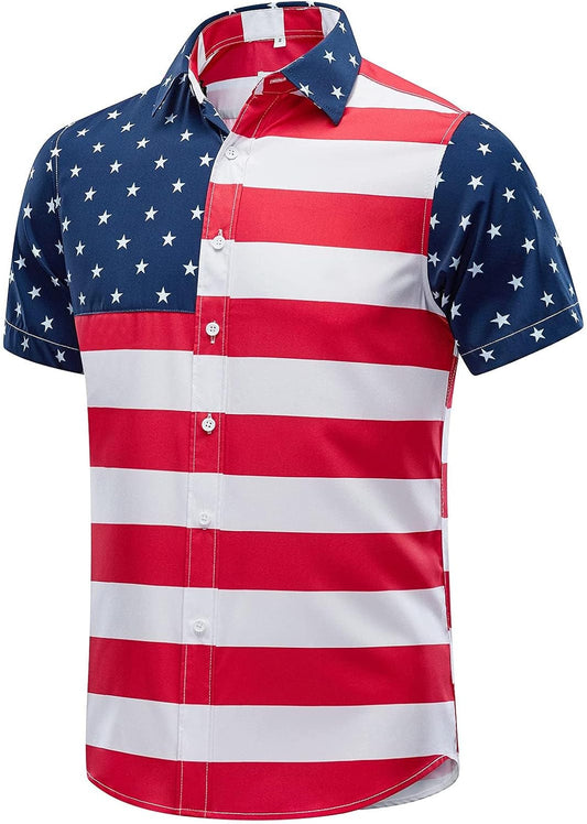 HOTEUOW Men's Hawaiian Shirt Short Sleeve Printed Button Down Beach Shirts
