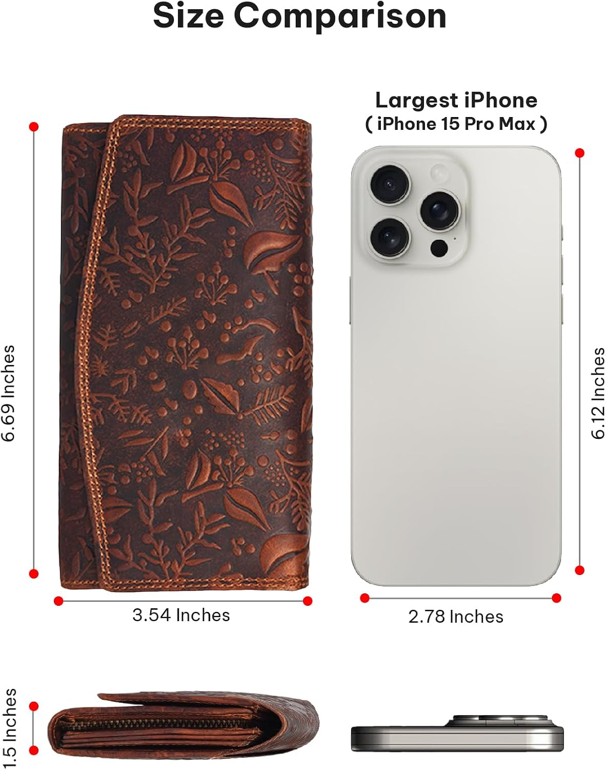 HOTVALENCHI Women's Leather Wallet - RFID Blocking Wallet - Ladies Clutch Hand Purse With Card Holder Slots (Cognac Vintage LW03)