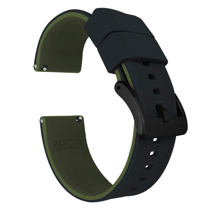 HOTBARTON Elite Silicone Watch Bands - Quick Release - Choose Strap Color & Buckle Color (Stainless Steel, Black PVD or Gunmetal Grey) - 18mm, 20mm, 22mm & 24mm Watch Straps
