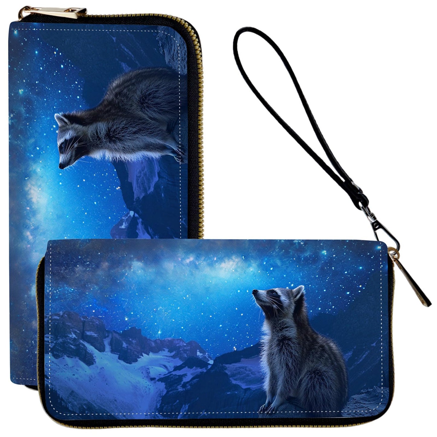 HOTLadies Wallet,Clutch Purses for Women Wallets Leather Credit Card Holder for Women Wristlet Slim Small Cute with Zipper,Thin RFID Blocking with Wrist Strap,Glitter Dragonfly Moon