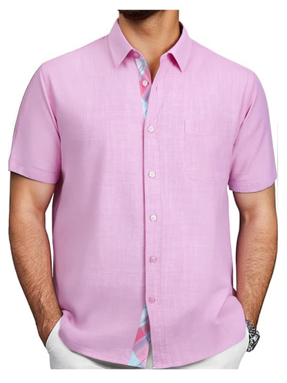 HOTDamipow Mens Casual Button Down Shirts Short Sleeve Fashion Vacation Beach Shirts